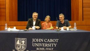 Joint book presentation featuring from left: Carlos Dews, S.J. Rozan, Conor Fitzgerald