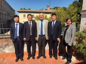 The Delegation from the University of Shanghai with President Franco Pavoncello and Dean Mary Merva